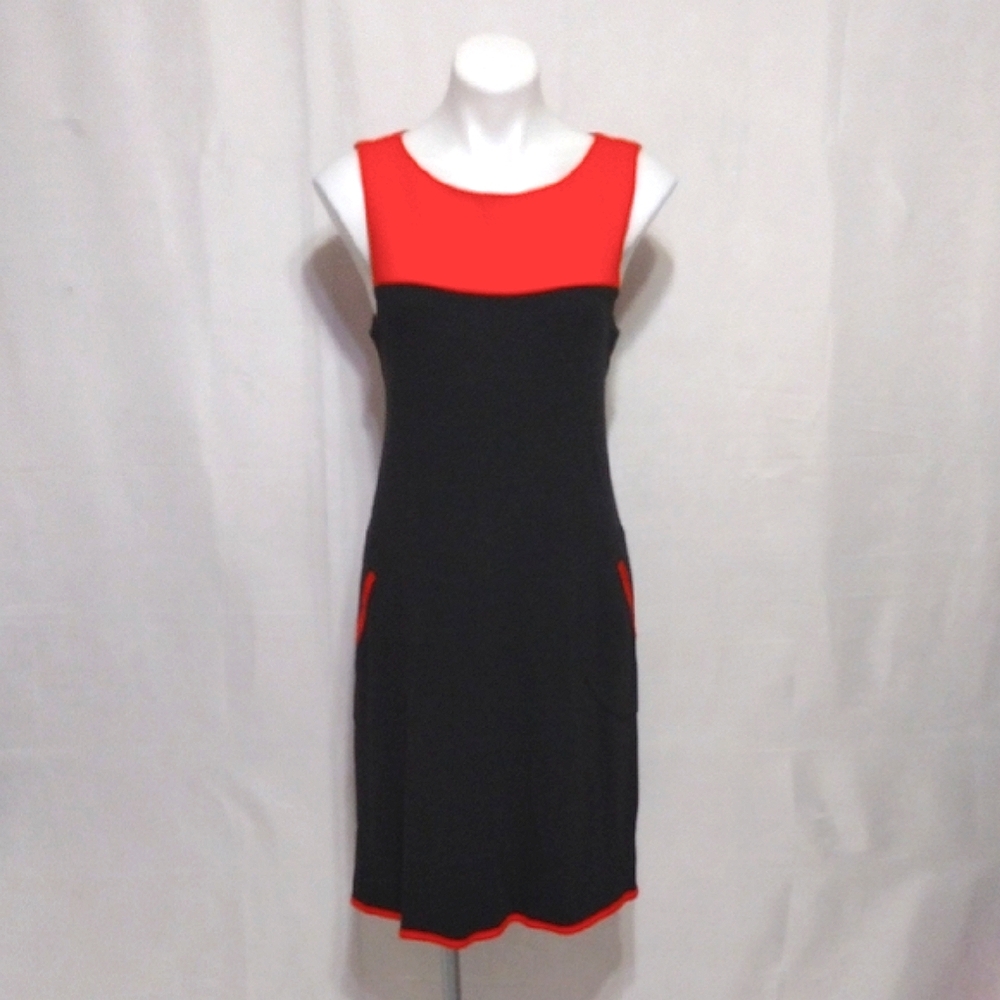 Yoana Baraschi Colorblock Sheath Dress Sleeveless Pockets Large Work Cocktail